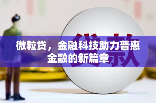 三湾微粒贷，金融科技助力普惠金融的新篇章