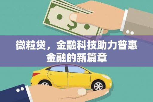 三湾微粒贷，金融科技助力普惠金融的新篇章