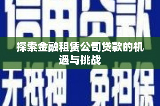 三湾探索金融租赁公司贷款的机遇与挑战