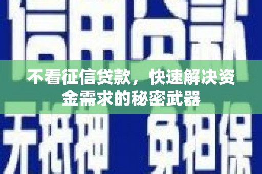 三湾不看征信贷款，快速解决资金需求的秘密武器