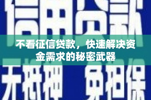 三湾不看征信贷款，快速解决资金需求的秘密武器