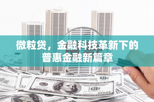 三湾微粒贷，金融科技革新下的普惠金融新篇章