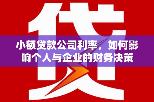 三湾小额贷款公司利率，如何影响个人与企业的财务决策