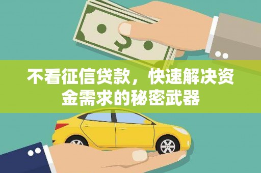 三湾不看征信贷款，快速解决资金需求的秘密武器